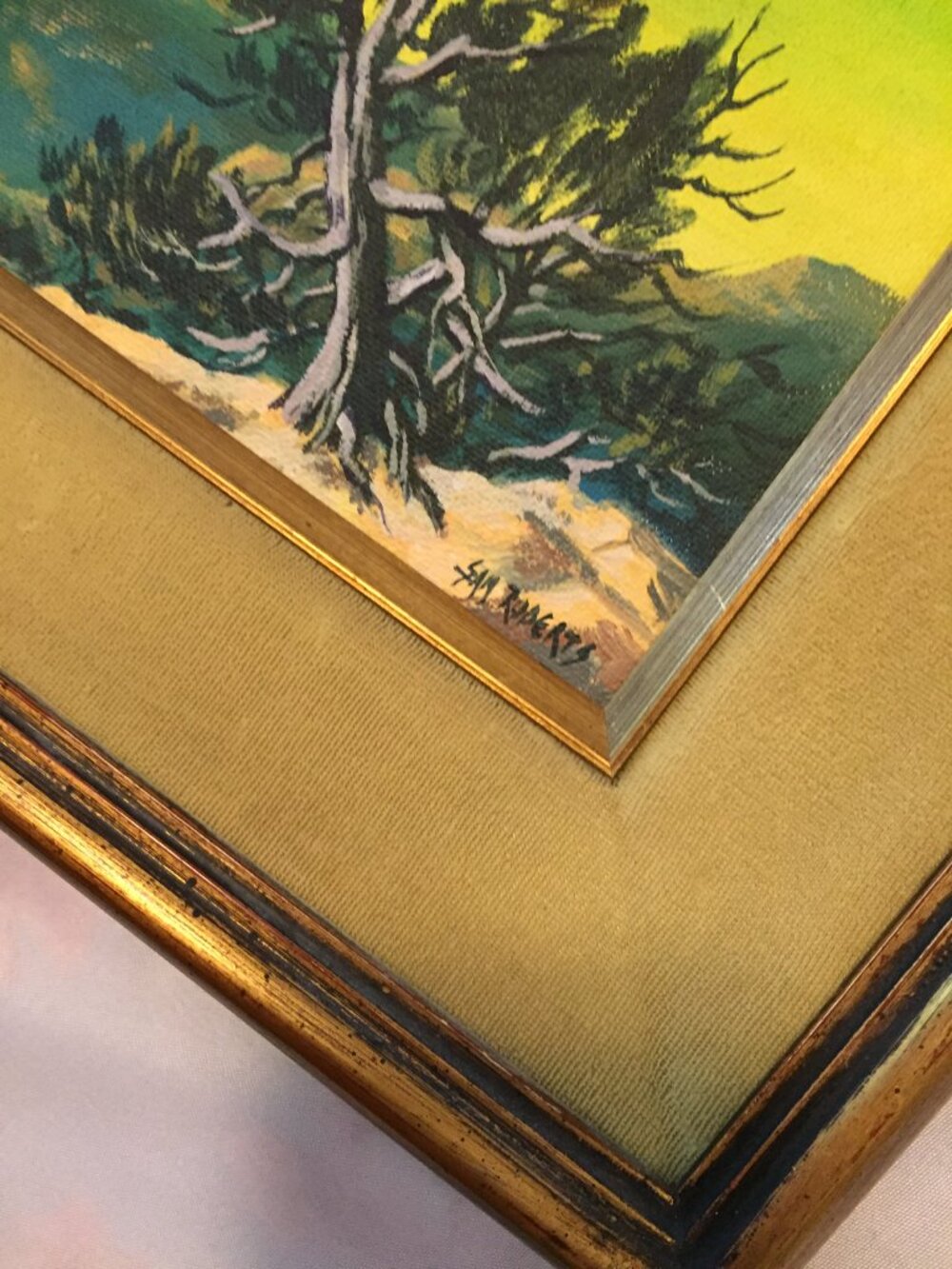 SAM A ROBERTS ORIGINAL OIL ON CANVAS TREE PAINTING 9" X 11" - Picture 3 of 6